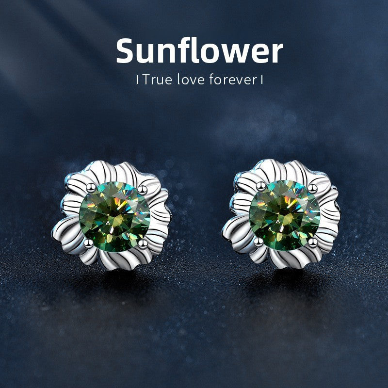 Christmas Sunflower Moissanite Studs – wholesale moissanite jewelry