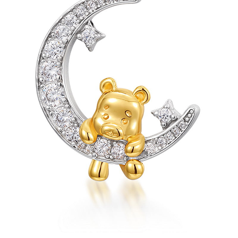 Cute Bear Zircon Inlaid Pendant Necklace – detail view 3
