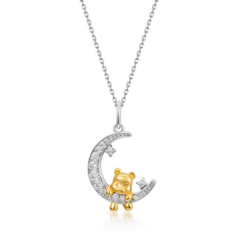 Cute Bear Zircon Inlaid Pendant Necklace – image 4