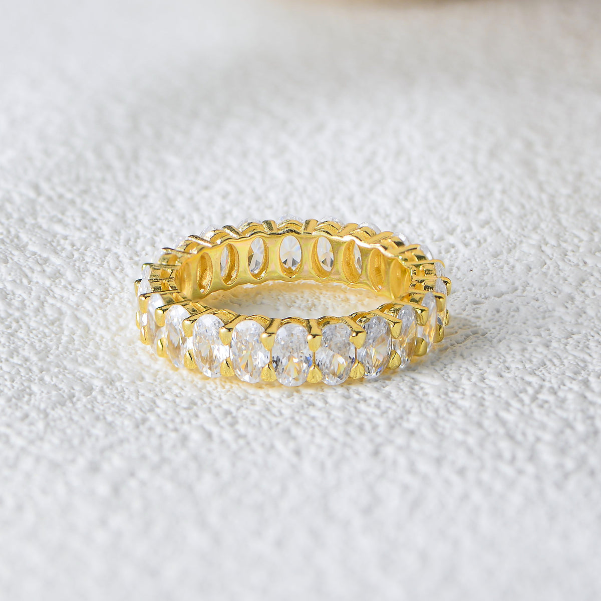 Round CZ Solitaire Eternity Ring Set – image 4