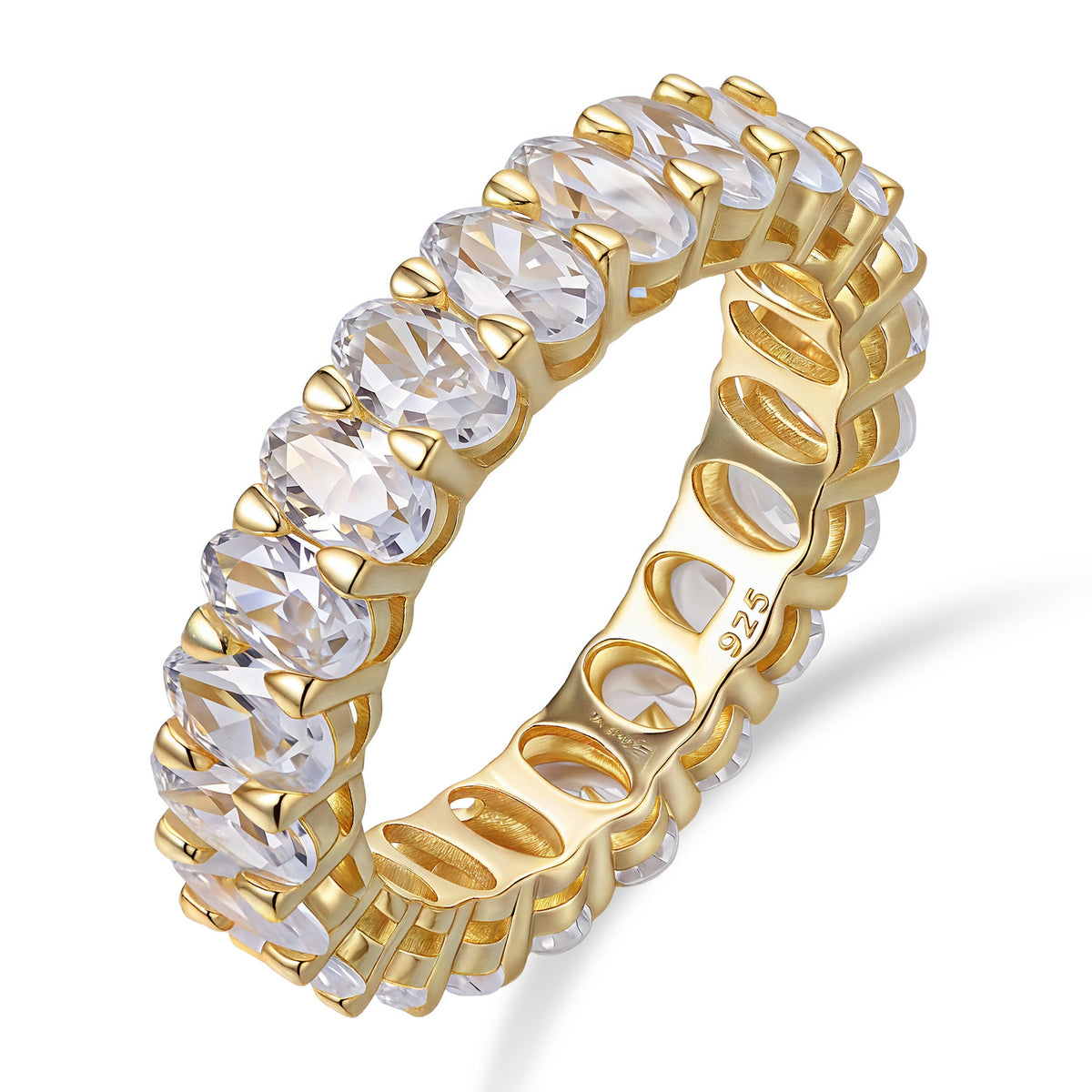 Round CZ Solitaire Eternity Ring Set – image 5