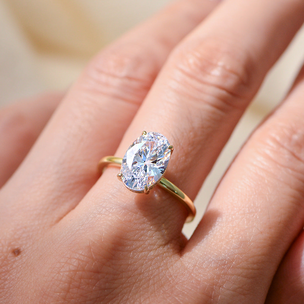 Round CZ Solitaire Eternity Ring Set – image 6