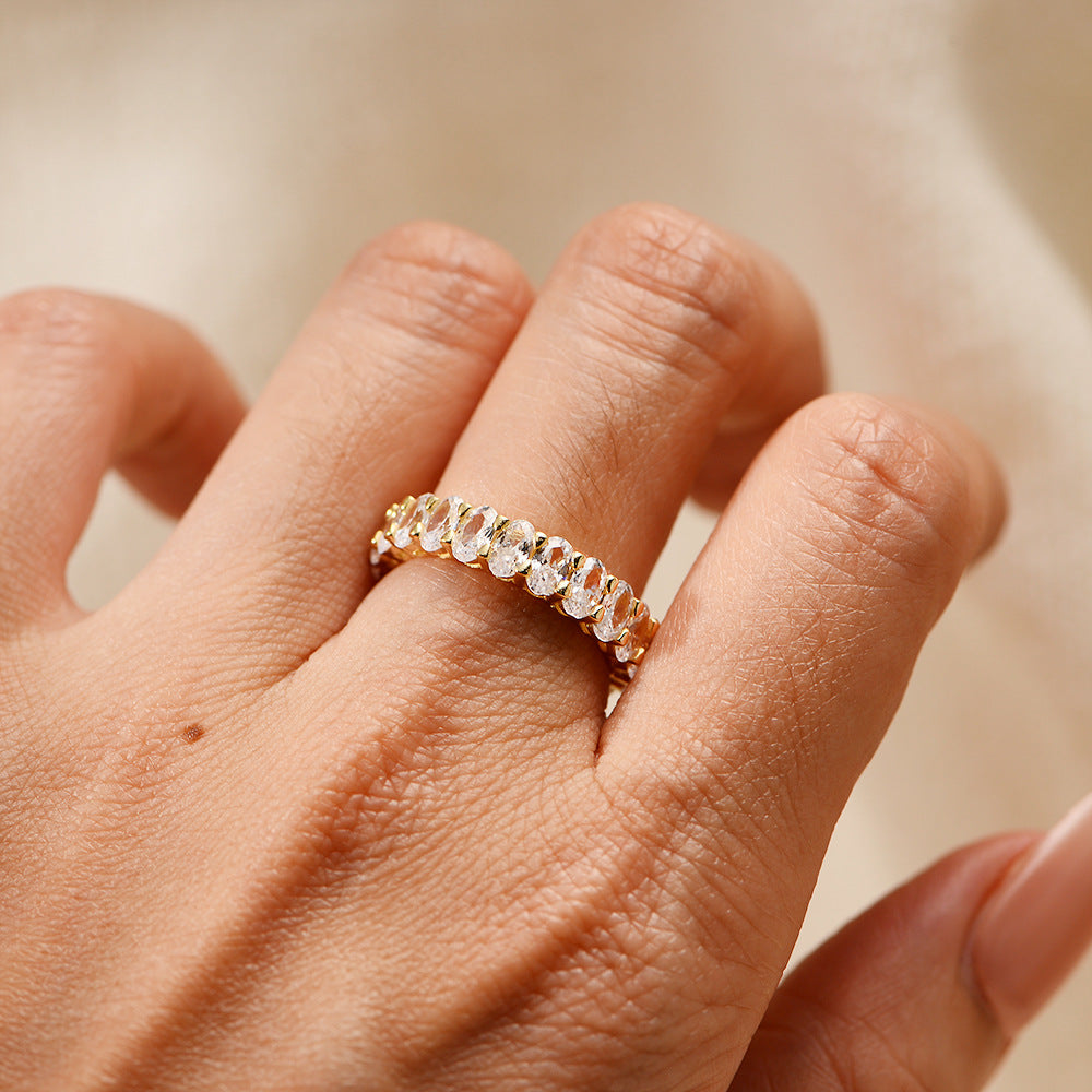 Round CZ Solitaire Eternity Ring Set – image 7