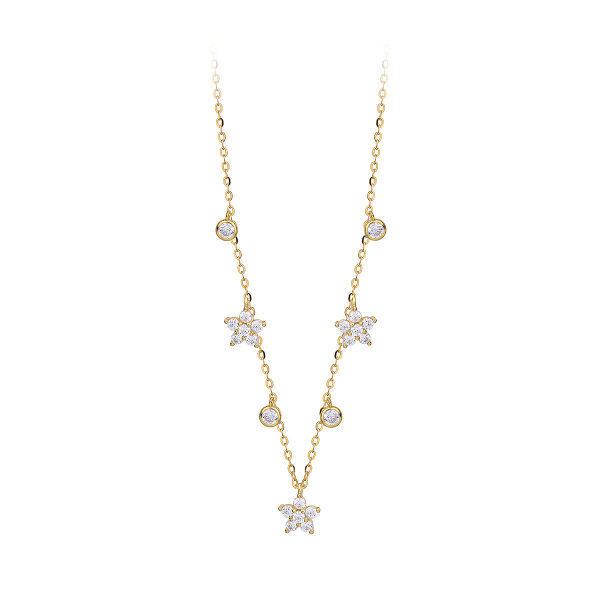 Dainty CZ Flower Station Necklace