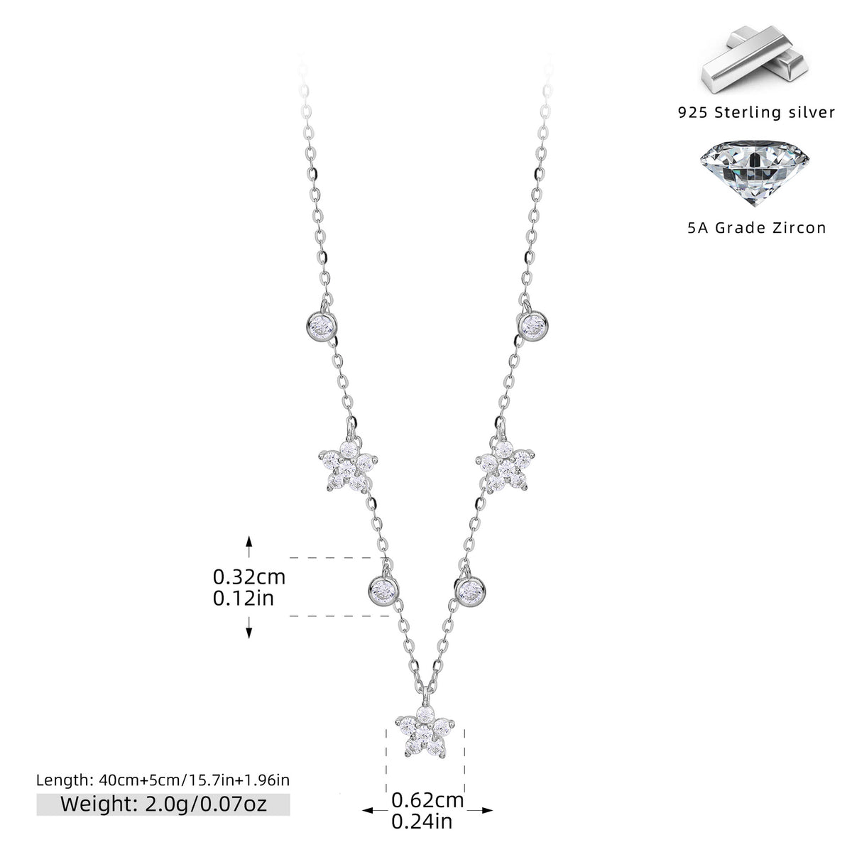Dainty CZ Flower Station Necklace – image 5