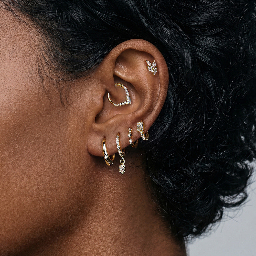 Dainty CZ Mixed Ear Stack Set, Gold Plated