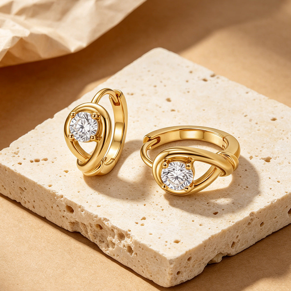 Round CZ Solitaire Huggie Earrings – wholesale huggie earrings
