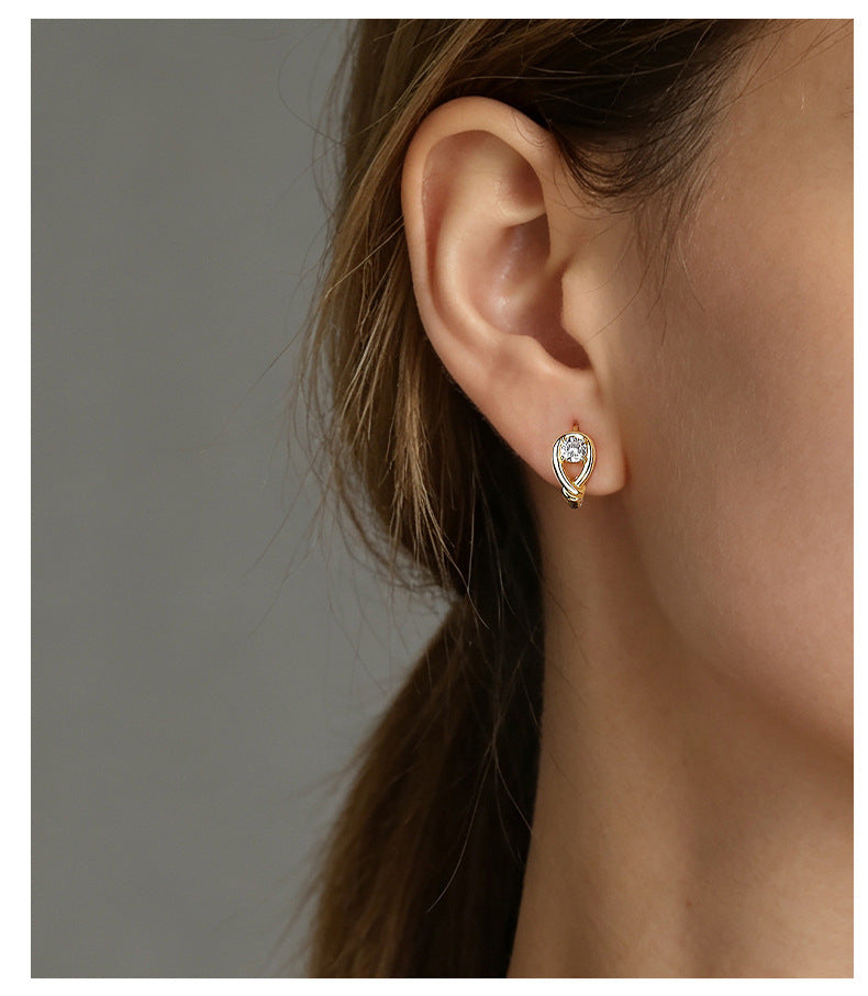 Round CZ Solitaire Huggie Earrings – image 5