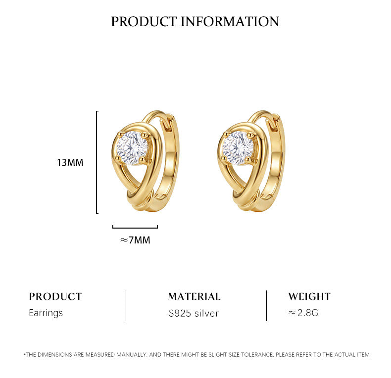 Round CZ Solitaire Huggie Earrings – image 6