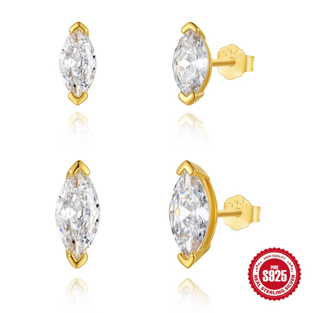 Gold Plated Multi Shape CZ Solitaire Stud Earrings – image 5