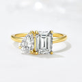 Emerald and Heart Cut CZ Toi et Moi Ring – image 4