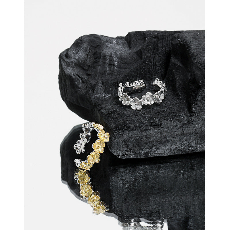 Dainty Floral Garland Open Ring – wholesale silver rings