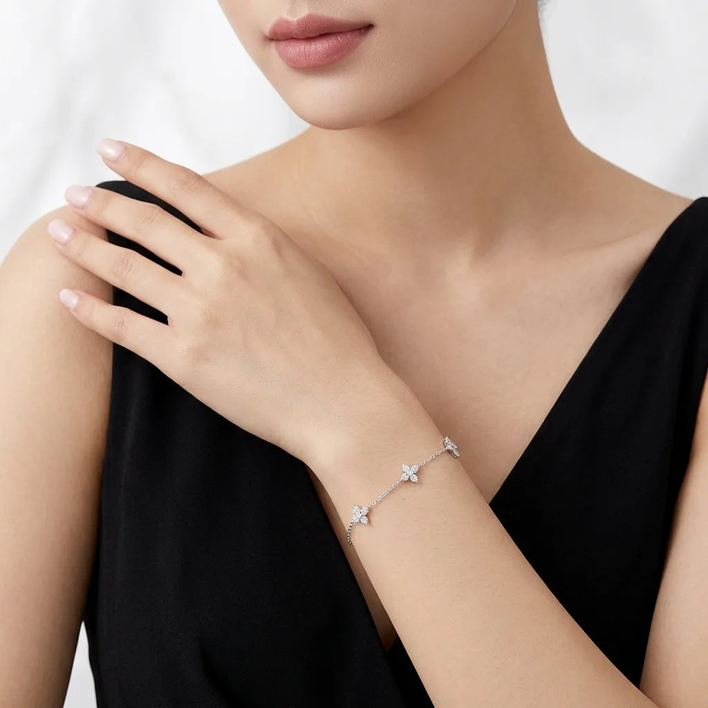 Dainty Moissanite Five-Flower Bracelet – wholesale moissanite jewelry