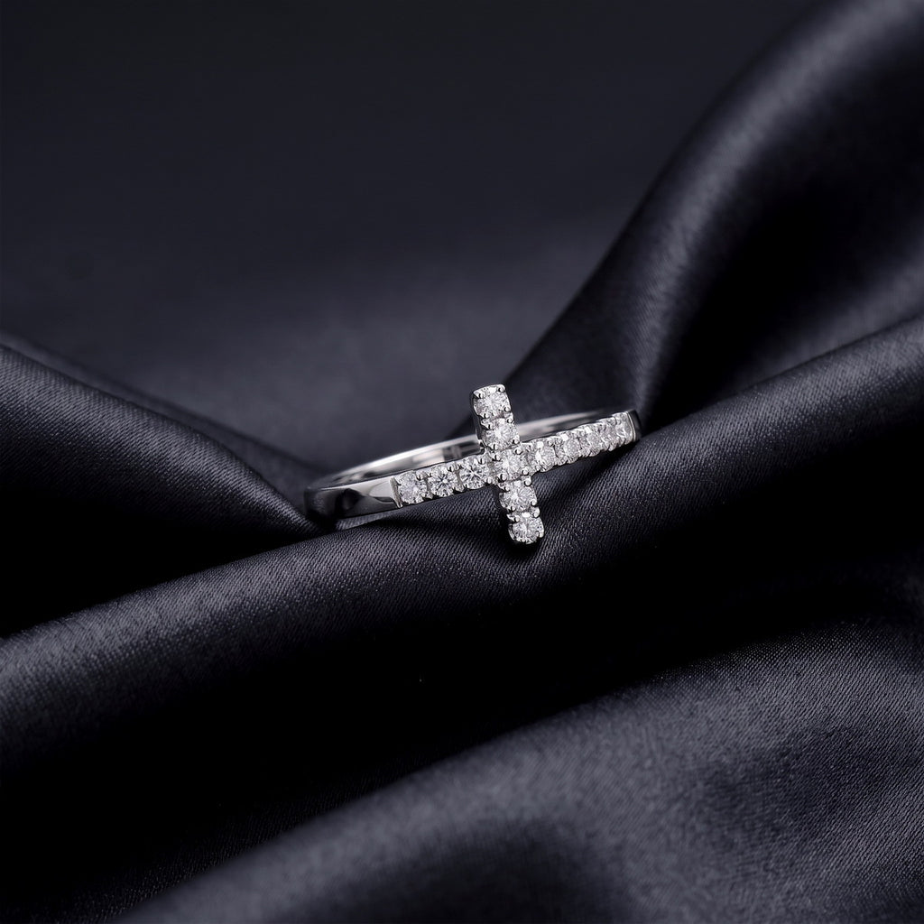 Modern Lab Grown Diamond Cross Ring – image 4