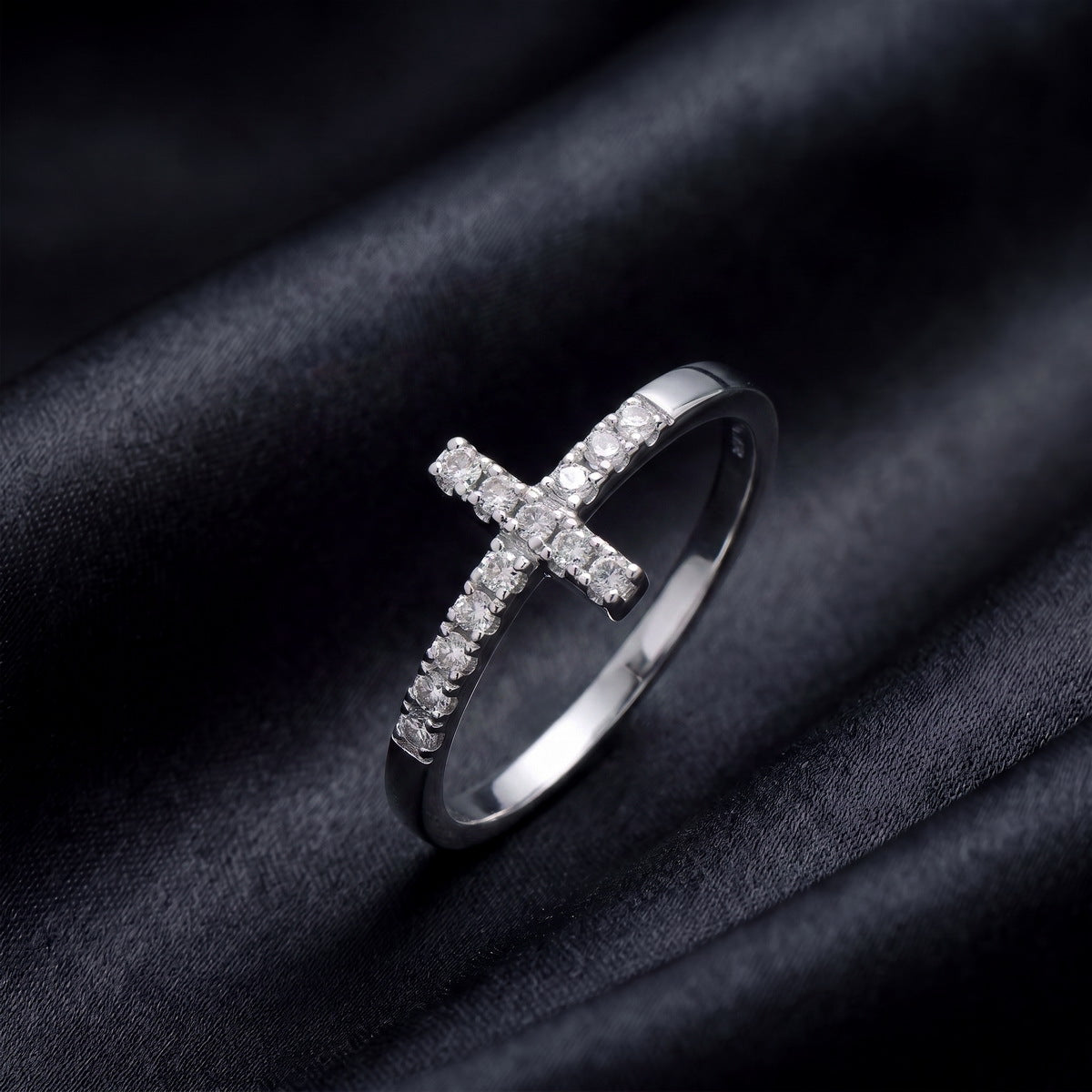 Modern Lab Grown Diamond Cross Ring – image 5