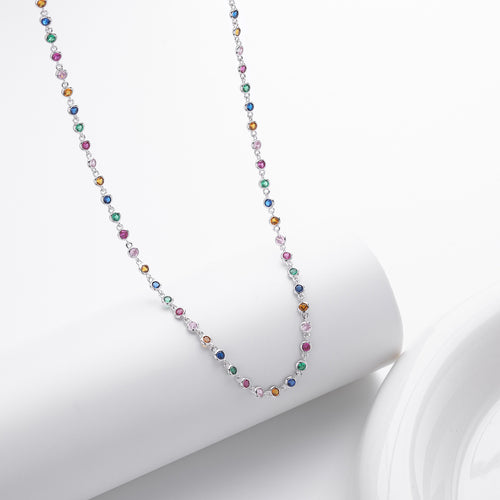 Dopamine Colorful Zircon Necklace – wholesale silver necklaces