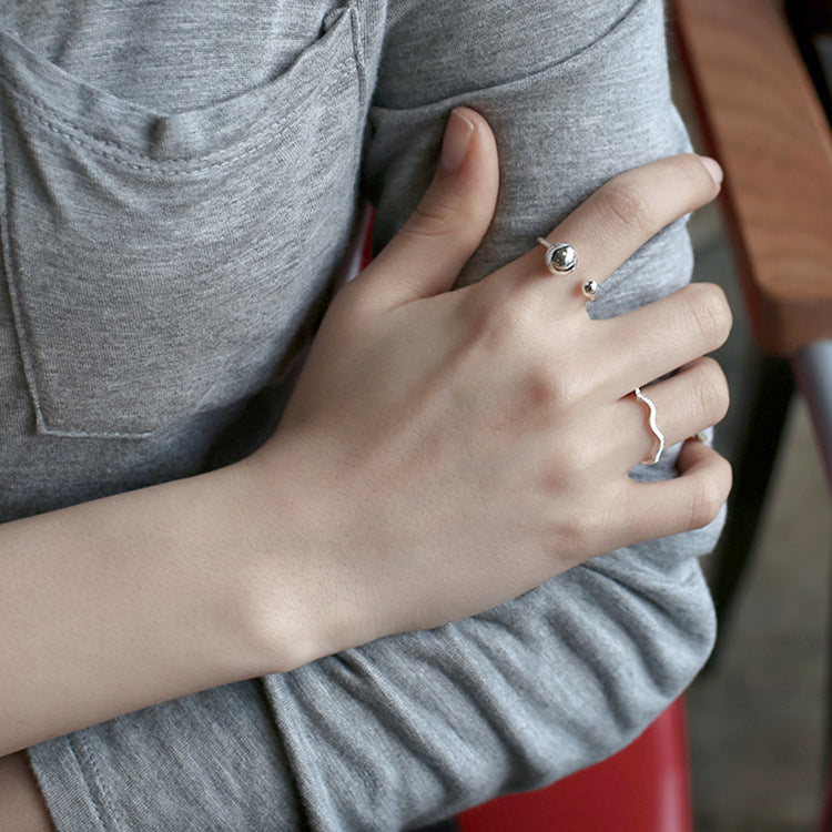Asymmetric Double Ball Open Ring – image 4
