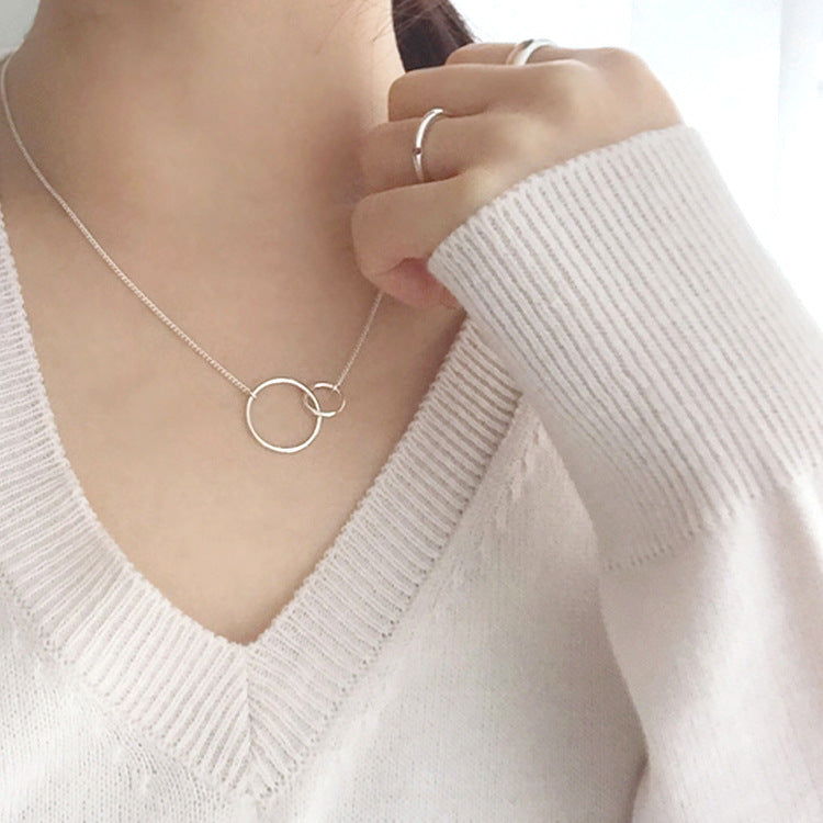 Interlocking Double Circle Necklace – wholesale silver necklaces