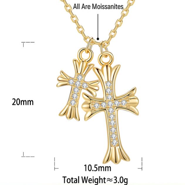 Double Cross Moissanite Necklace – image 5