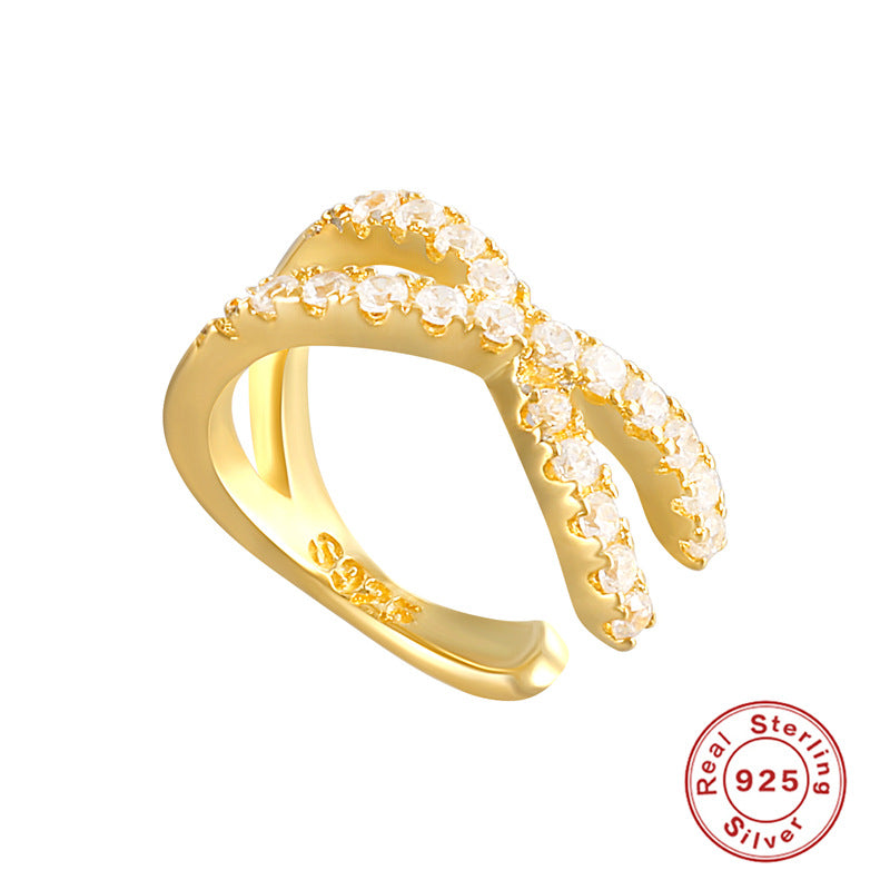 Double-Layer Zircon Crisscross Ear Cuff