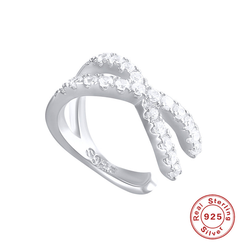 Double-Layer Zircon Crisscross Ear Cuff – image 4