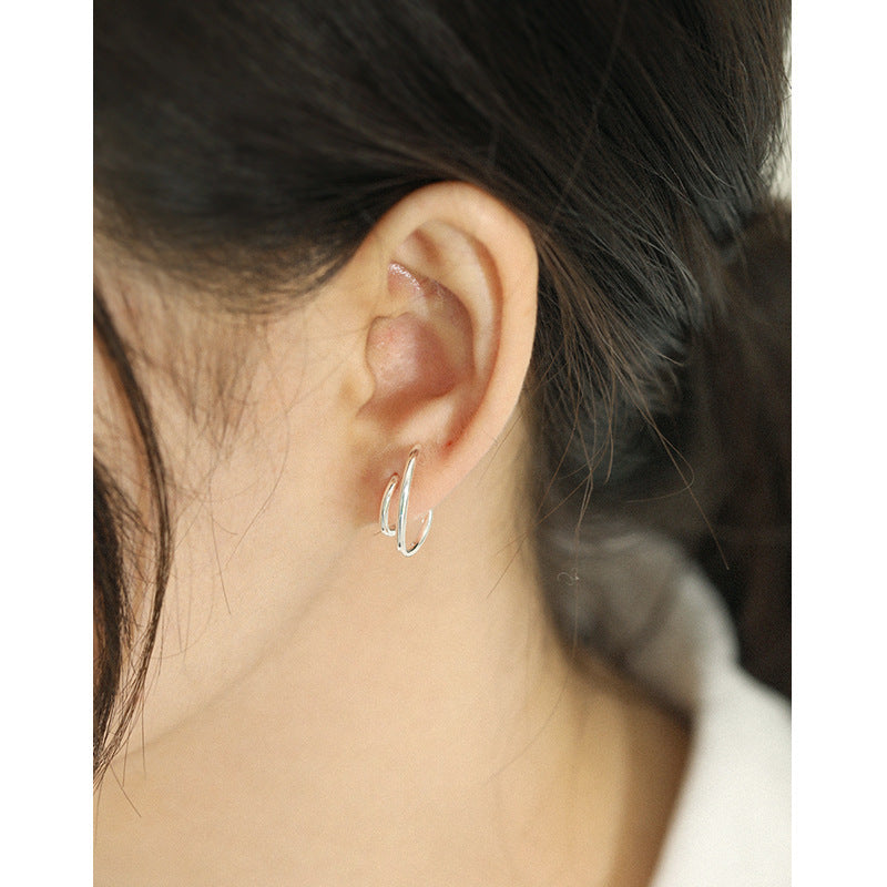 Sculptural Double Loop Open Hoop Earrings – image 4