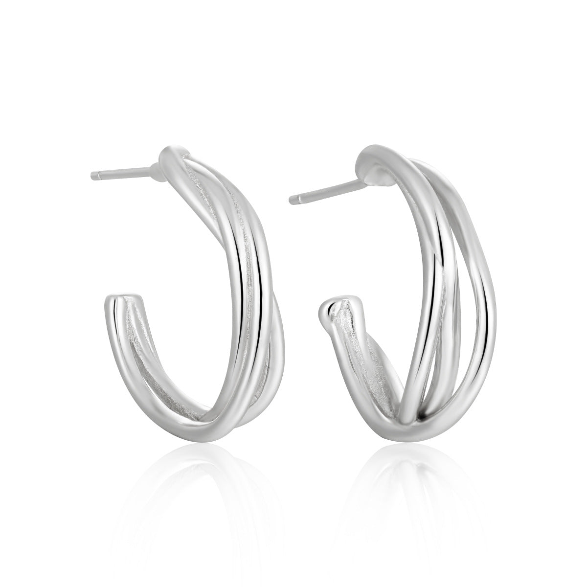 Sculptural Double Loop 20mm Open Hoop Earrings