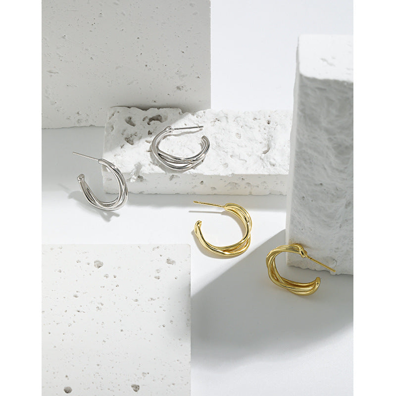 Sculptural Double Loop 20mm Open Hoop Earrings – earring hoops in bulk
