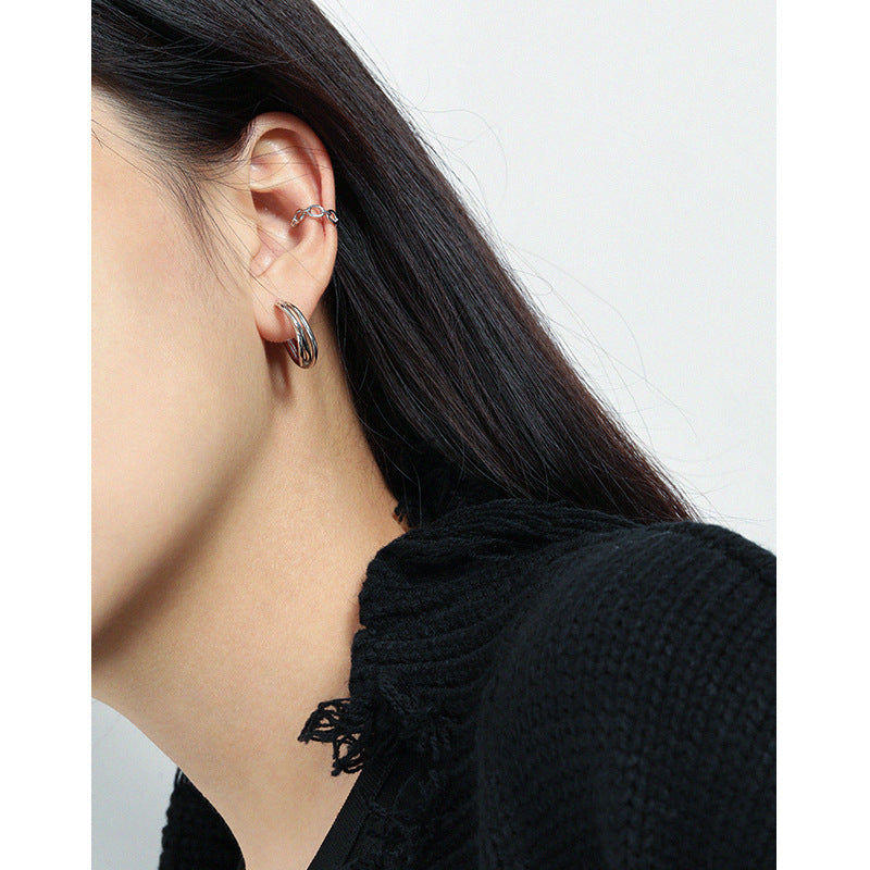 Sculptural Double Loop 20mm Open Hoop Earrings – detail view 3