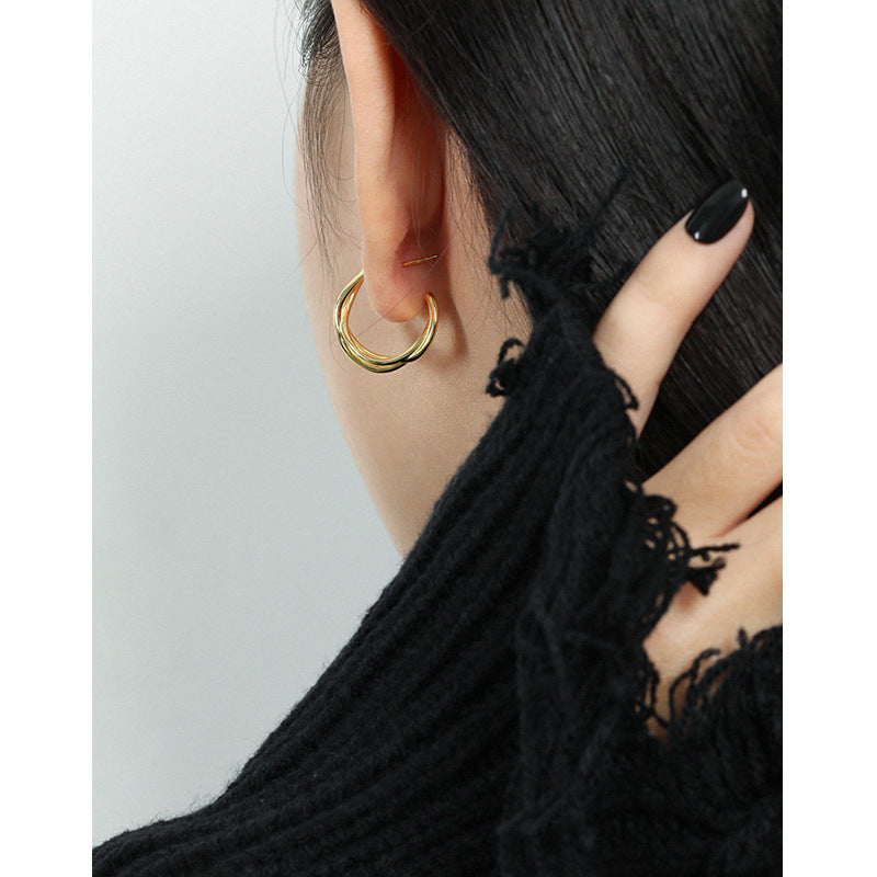 Sculptural Double Loop 20mm Open Hoop Earrings – image 4