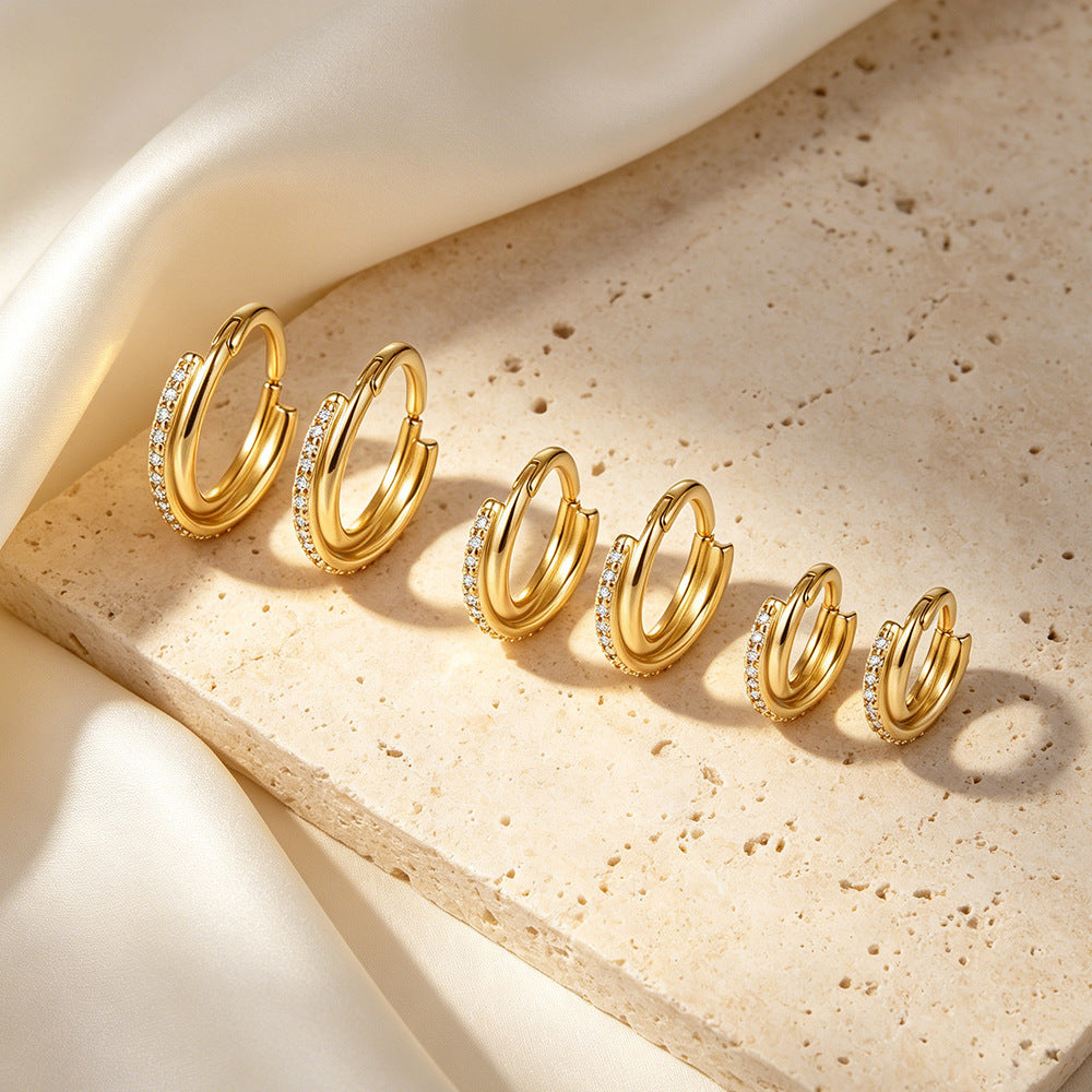 Double Row CZ Huggie Hoop Earrings – wholesale huggie hoop earrings