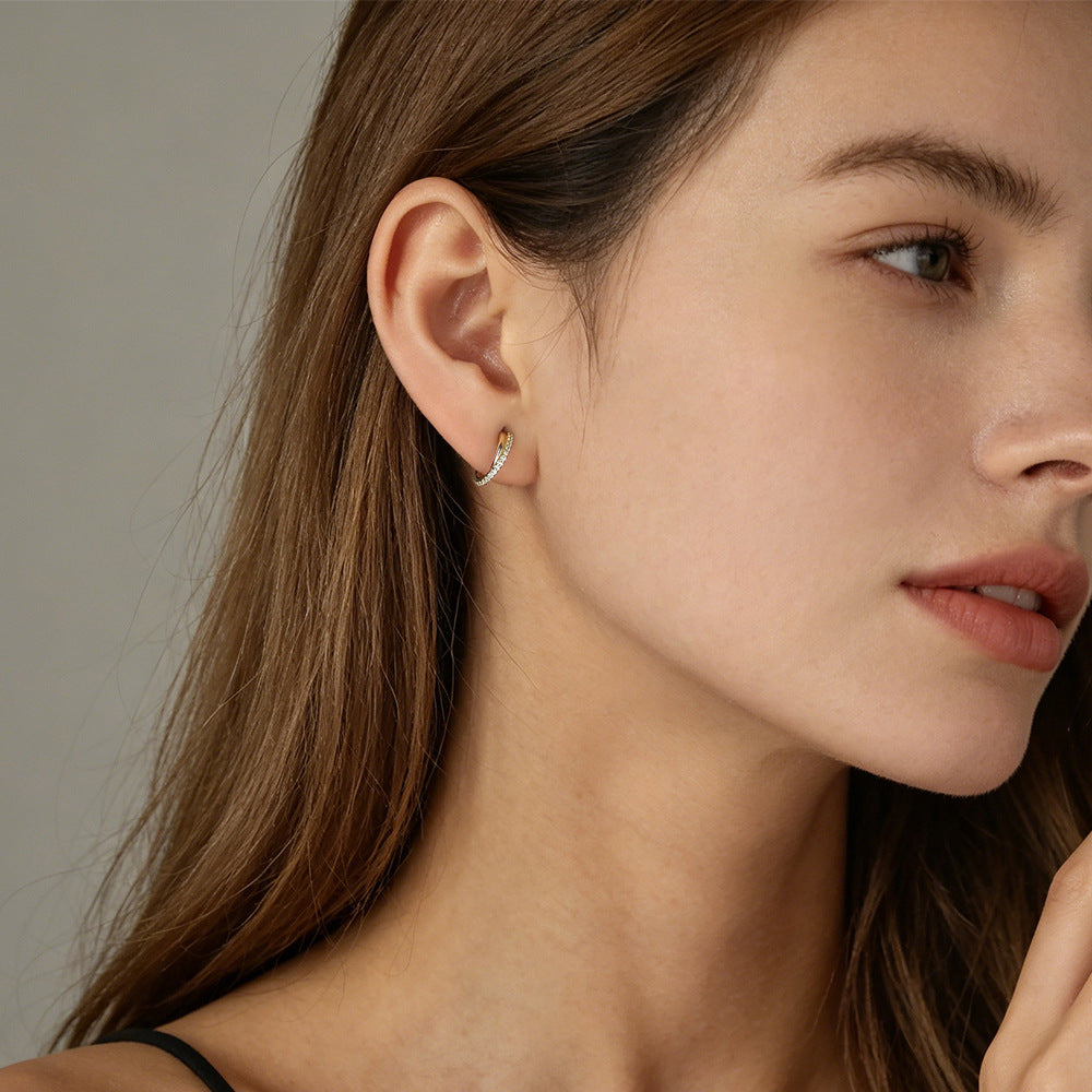 Double Row CZ Huggie Hoop Earrings – image 4