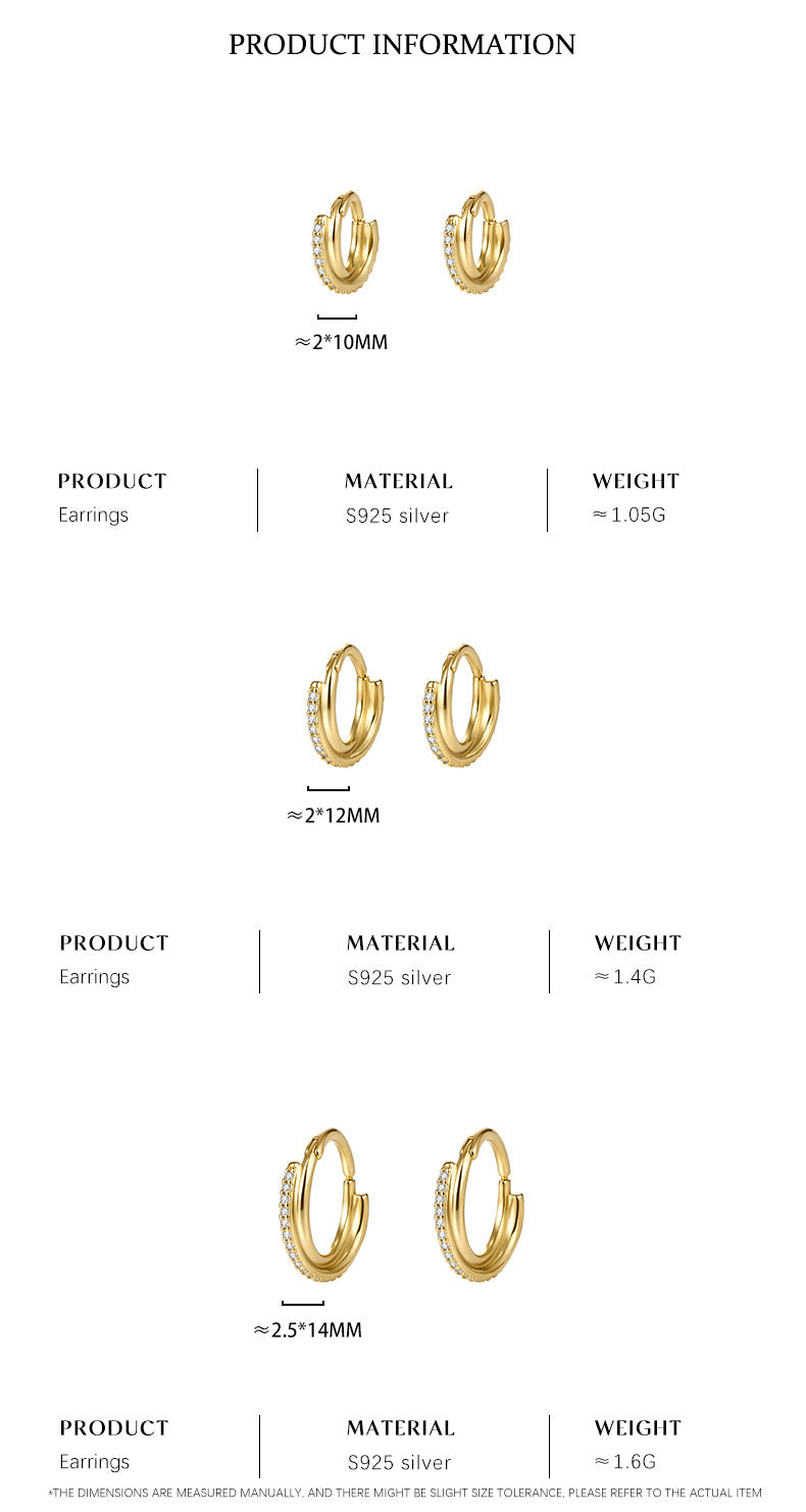 Double Row CZ Huggie Hoop Earrings – image 5