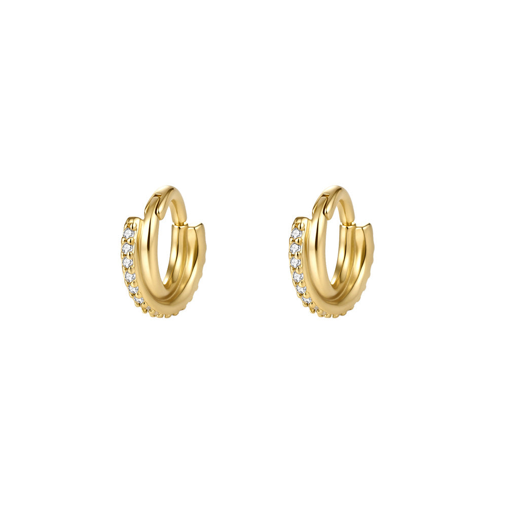 Double Row CZ Huggie Hoop Earrings – image 6