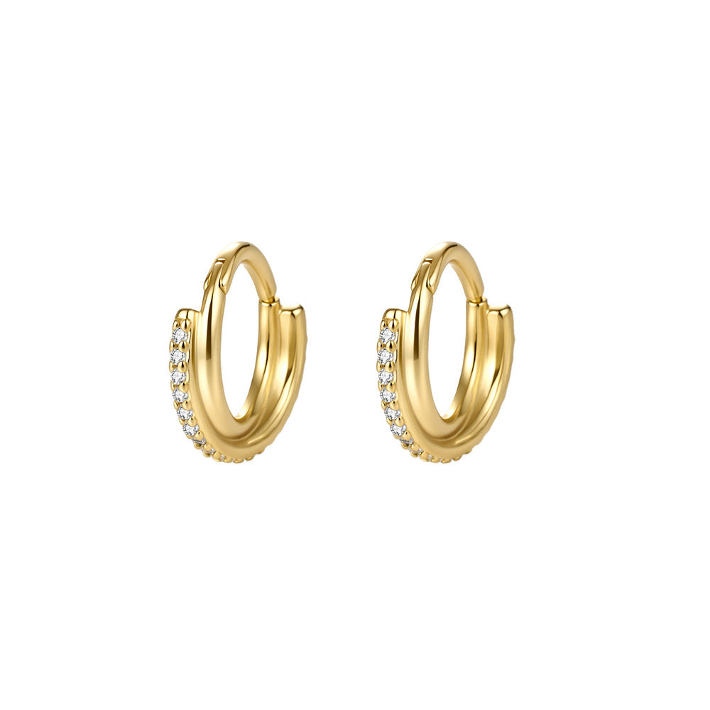 Double Row CZ Huggie Hoop Earrings – image 7
