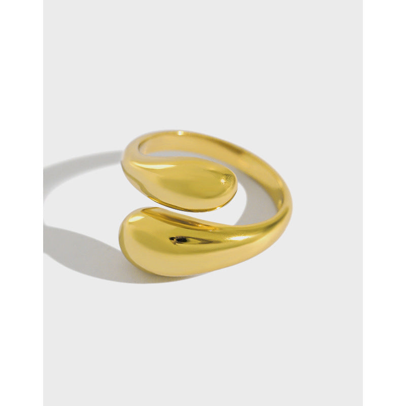 Sculptural Double Teardrop Open Ring