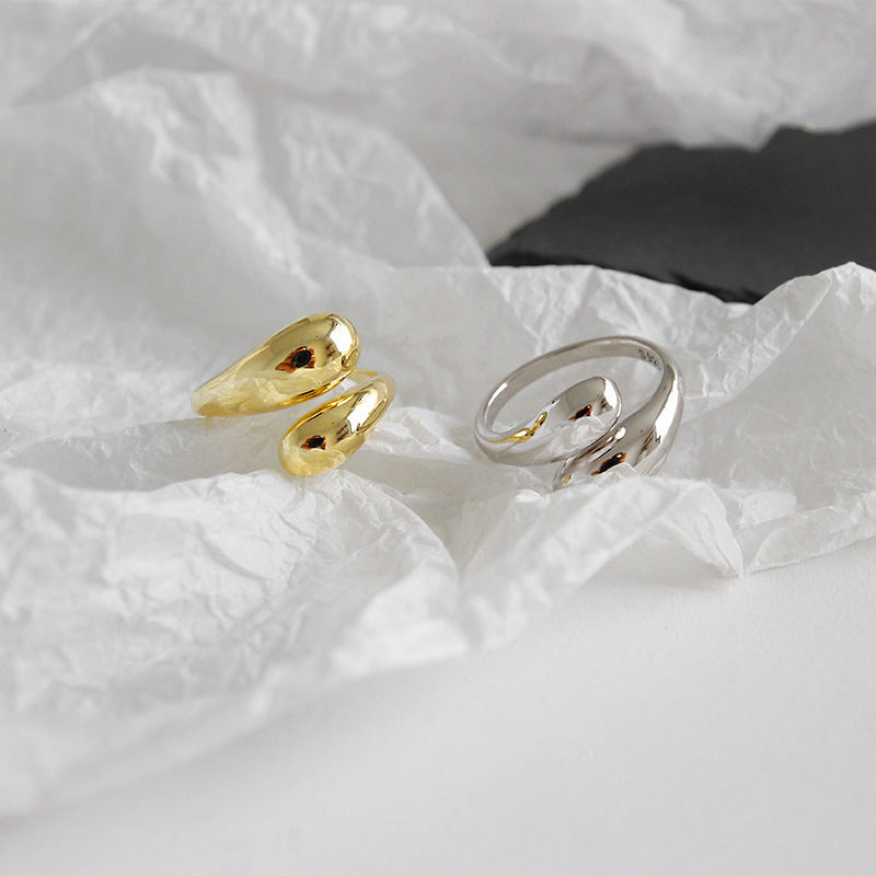 Sculptural Double Teardrop Open Ring – wholesale silver rings