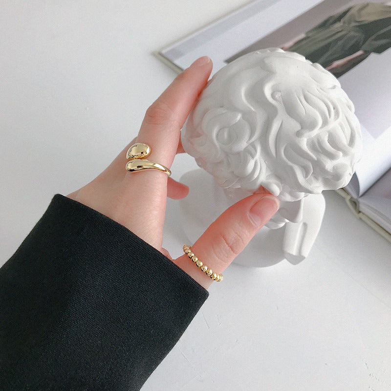 Sculptural Double Teardrop Open Ring – image 4