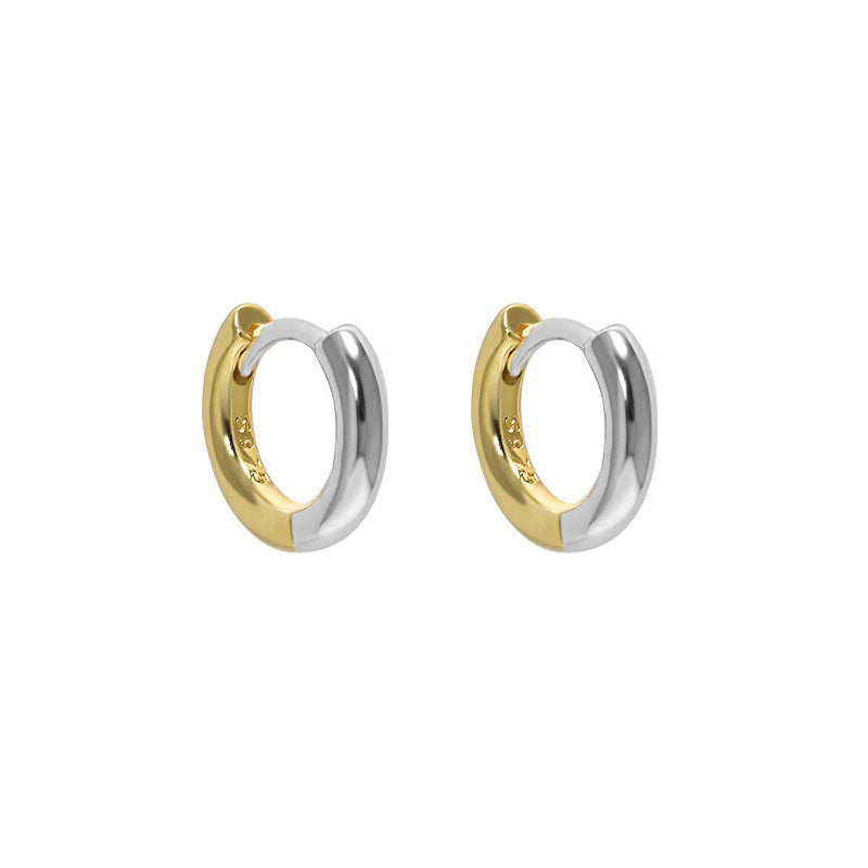 Two-Tone Geometric Huggie Hoop Earrings – image 8