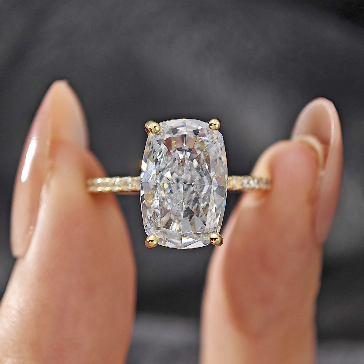 Elongated Cushion CZ Pavé Ring – image 4