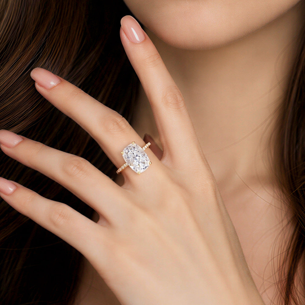 Elongated Cushion CZ Pavé Ring – image 5