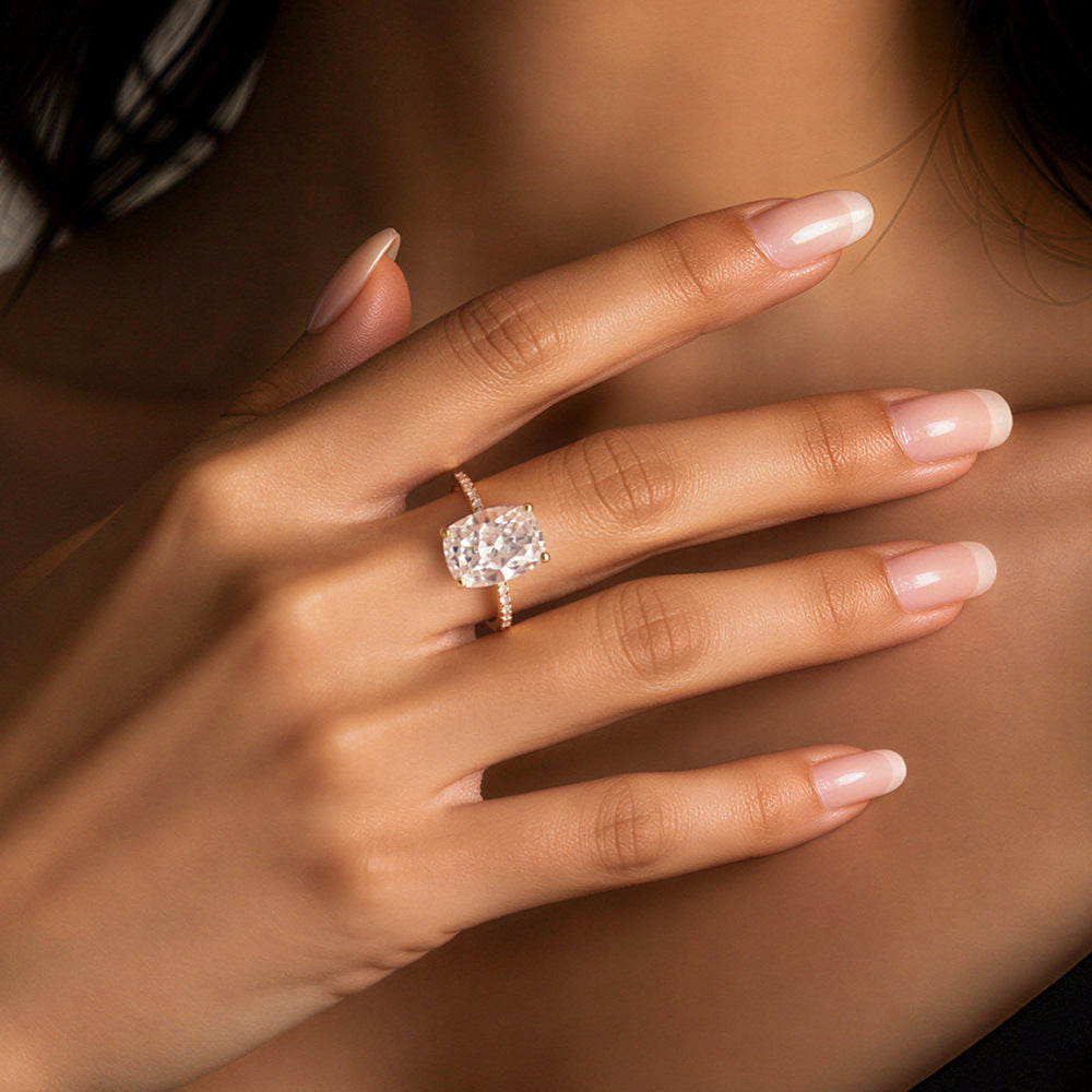 Elongated Cushion CZ Pavé Ring – image 6