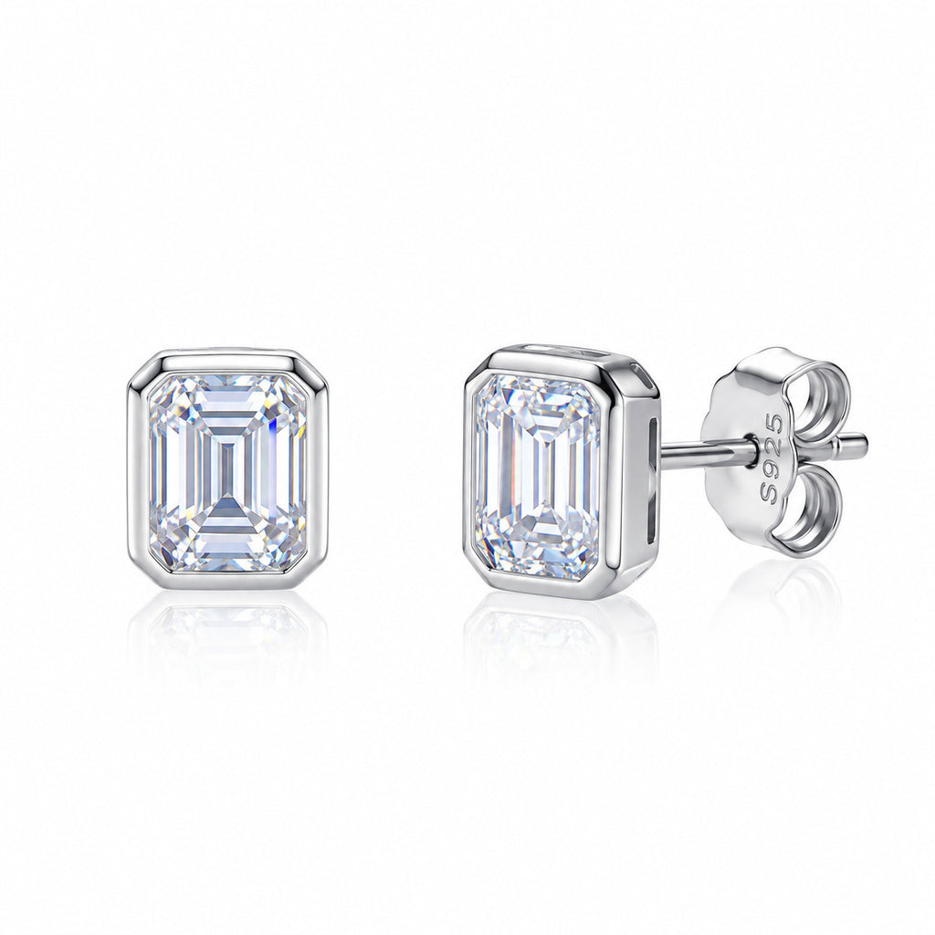 Emerald Cut Rectangle Moissanite Stud Earrings – wholesale moissanite jewelry