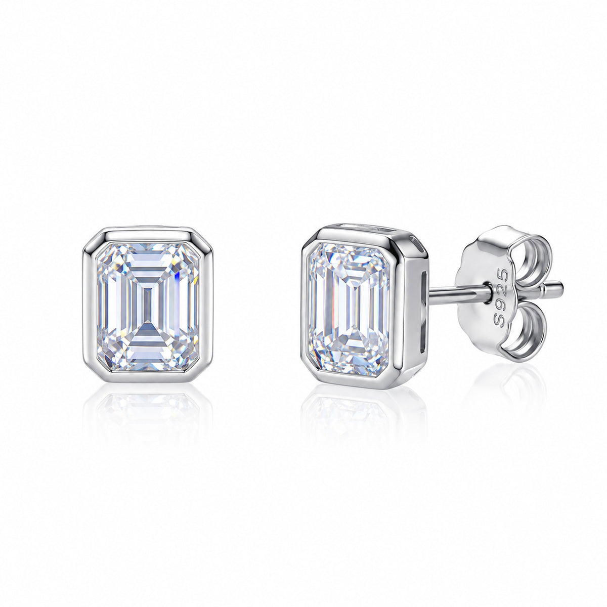 Emerald Cut Rectangle Moissanite Stud Earrings – wholesale moissanite jewelry