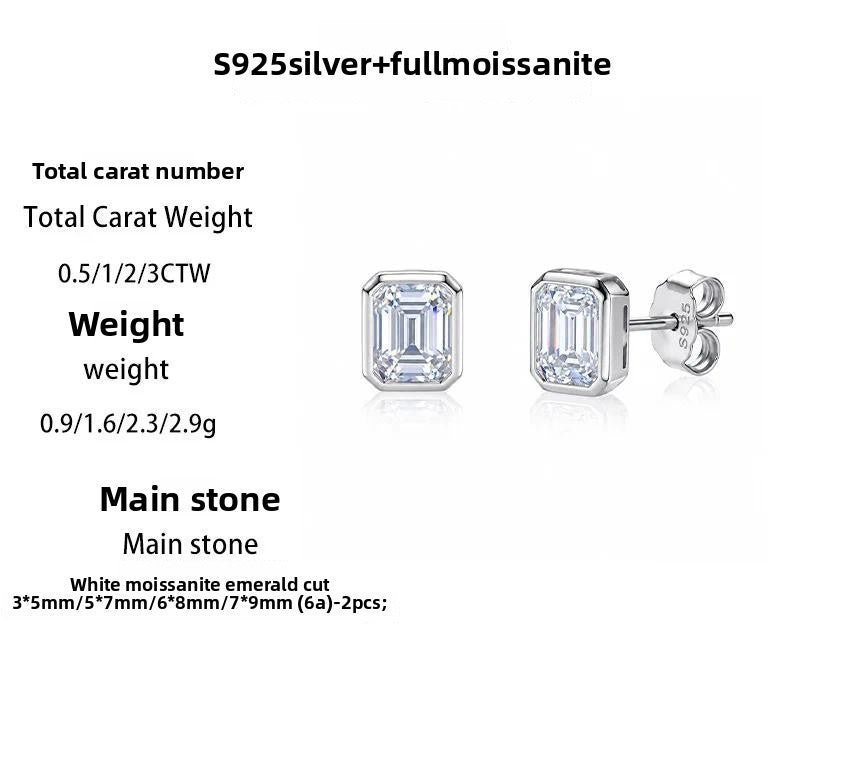 Emerald Cut Rectangle Moissanite Stud Earrings – image 5