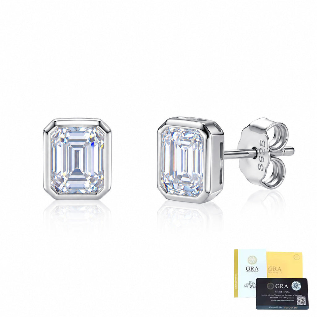 Emerald Cut Rectangle Moissanite Stud Earrings – image 6