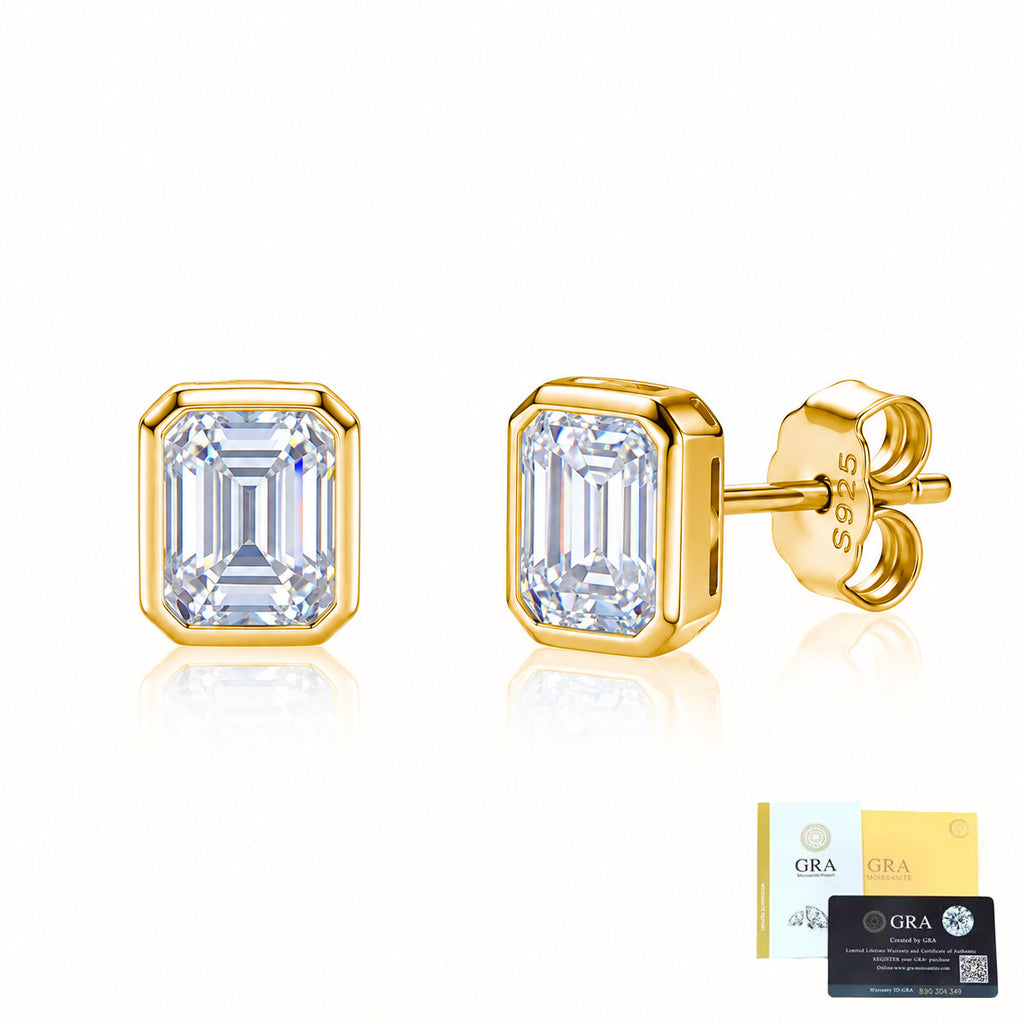 Emerald Cut Rectangle Moissanite Stud Earrings – image 7