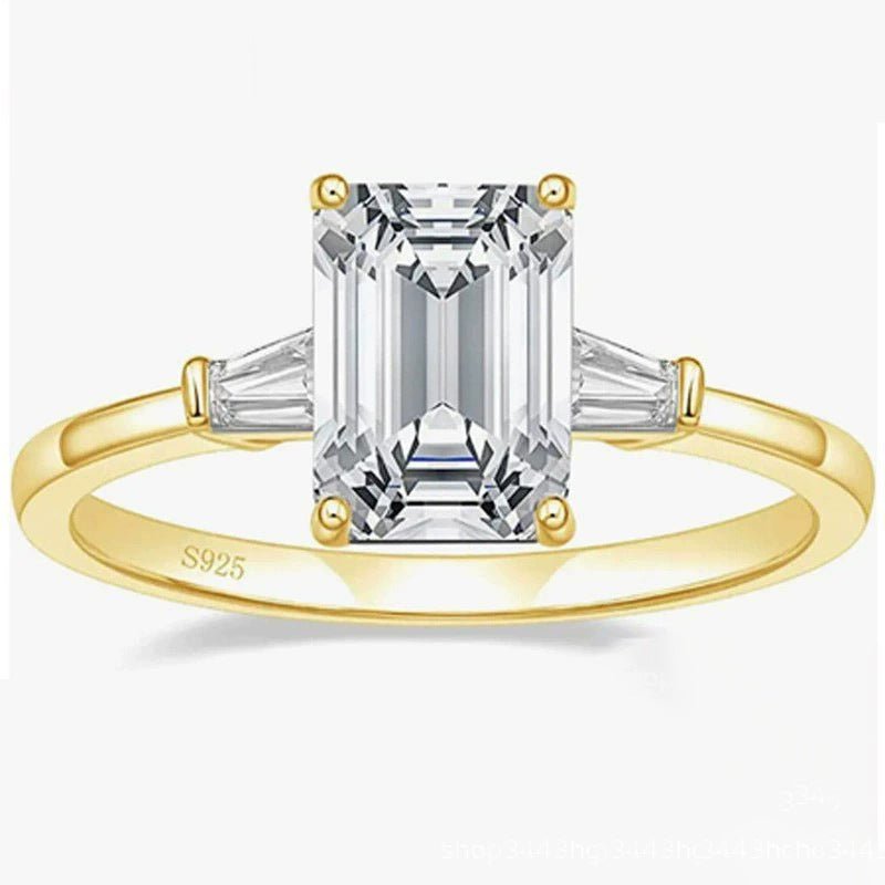 Square Emerald Cut Zircon Ring