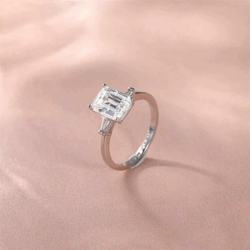 Square Emerald Cut Zircon Ring – wholesale silver rings