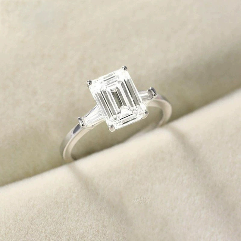 Square Emerald Cut Zircon Ring – image 4